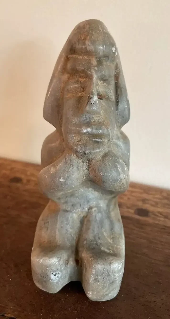 Pre- Colombian Stone Carved Aztec Mayan Warrior, Sculpture